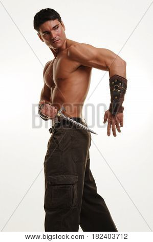 The handsome warrior is ready for action.