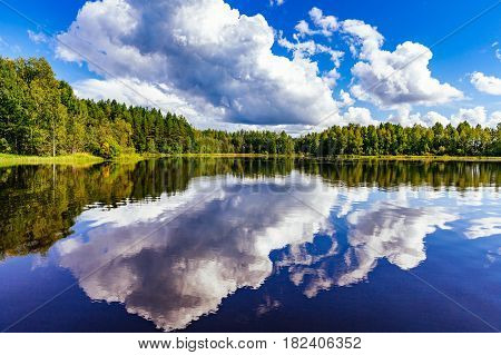 Finland Lake Landscape At Summer