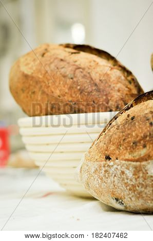 Mixed rye-wheat whole grain homemade sourdough bread