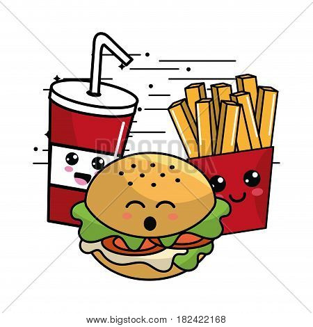 kawaii fast food icon adorable expression, vector illustration