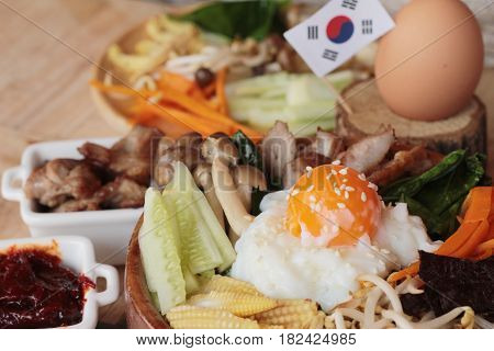 Bibimbap korean food is delicious with sauce