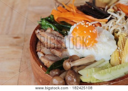 Bibimbap korean food is delicious with sauce