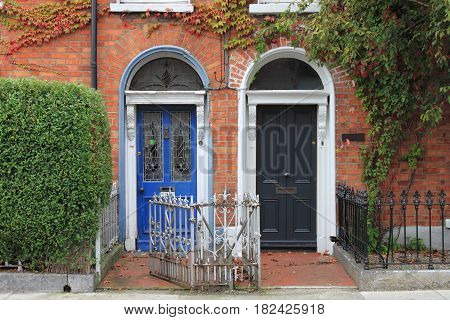 Two typical Georgian doors in Dublin, Ireland