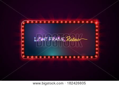 Light frame retroShining retro light bannerTheater signLight sign