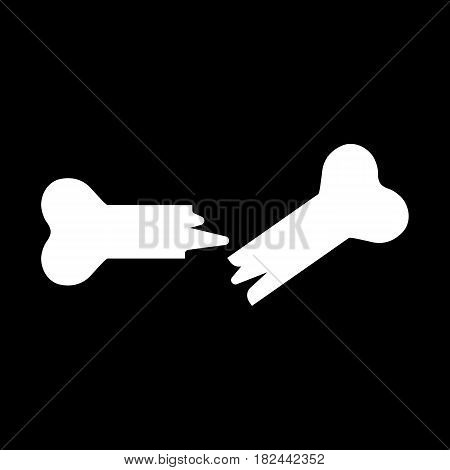 Bone fracture Icon on black background. Outline bone icon. Broken bone symbol. Eps 10