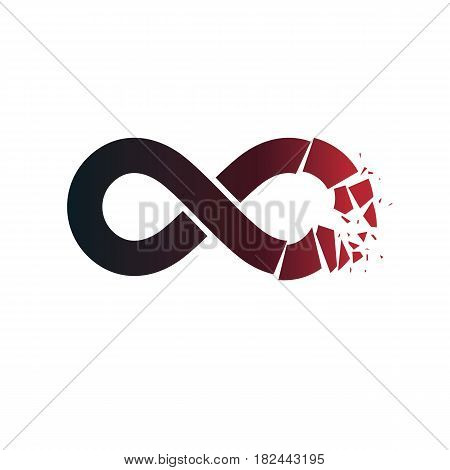 Crashed Infinity Loop Vector Symbol, Conceptual Logo Special Design. Everything Ends Idea.