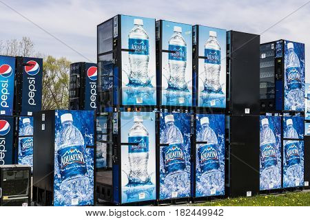 Fort Wayne - Circa April 2017: Pepsi and PepsiCo Vending Machines Awaiting Repair. Pepsi is one of the largest beverage producers in the world III