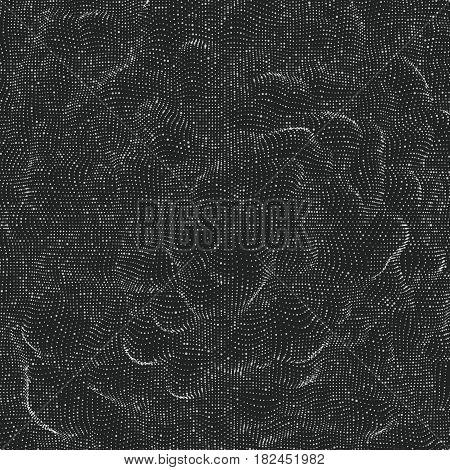 Vector abstract point noise background. Array of points in form of distorted surface. Abstract cyber background. Grayscale cyber backdrop. eps10