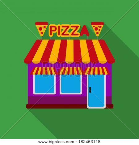 Pizzeria icon in flat style isolated on white background. Pizza and pizzeria symbol vector illustration.