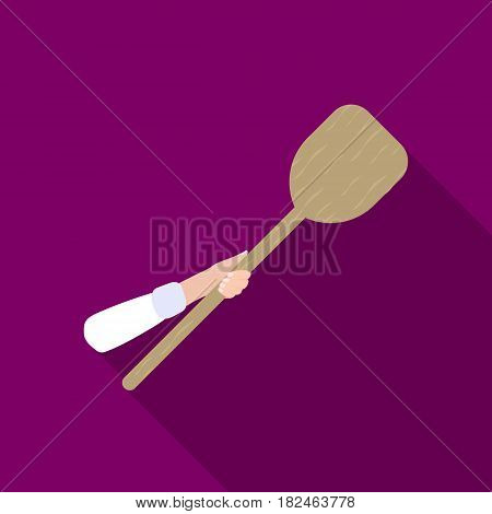 Wooden peel icon in flat style isolated on white background. Pizza and pizzeria symbol vector illustration.