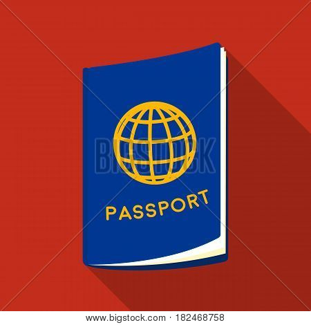 Passport icon in flat design isolated on white background. Rest and travel symbol stock vector illustration.