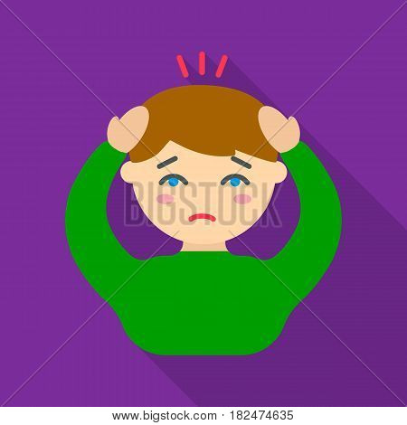 Headache icon flate. Single sick icon from the big ill, disease flate.