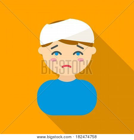 Head injury icon flate. Single sick icon from the big ill, disease flate.