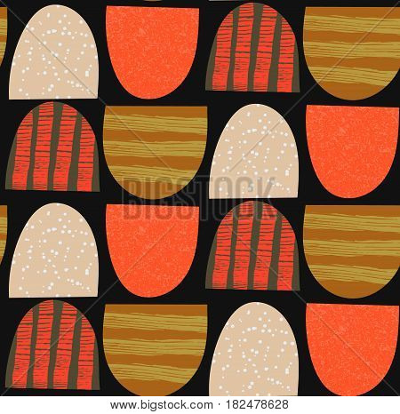 Abstract seamless pattern. Arched textured shapes. Colorful creative repeating background. It can be used for wallpaper textiles wrapping card cover. Vector illustration eps10