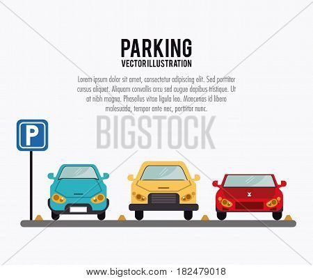 car vehicle auto parking zone park space road sign street icon. Colorful and flat design. Vector illustration