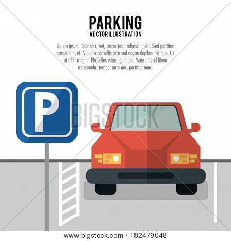 car vehicle auto parking zone park space road sign street icon. Colorful and flat design. Vector illustration