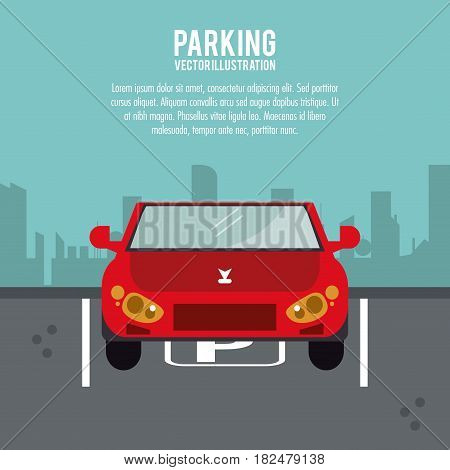 car vehicle auto parking zone park space road sign street city icon. Colorful and flat design. Vector illustration