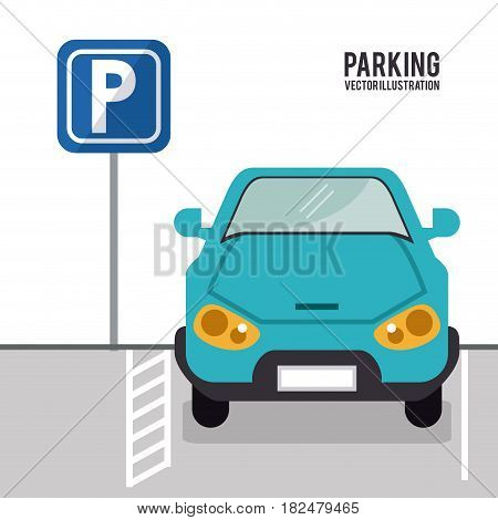 car vehicle auto parking zone park space road sign street icon. Colorful and flat design. Vector illustration