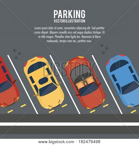 car vehicle auto parking zone park space road sign street icon. Colorful and flat design. Vector illustration