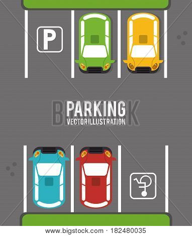car vehicle auto parking zone park space road sign street icon. Colorful and flat design. Vector illustration
