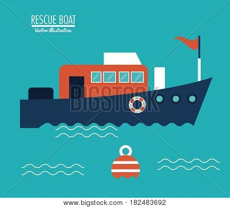 boat ship sea ocen transportation icon. Colorful and flat design. Blue background. Vector illustration
