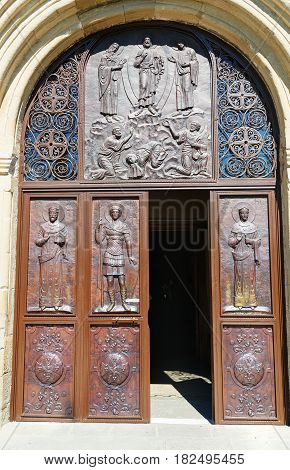Door Of Samtavro Transfiguration Orthodox Church In Mtskheta, Georgia