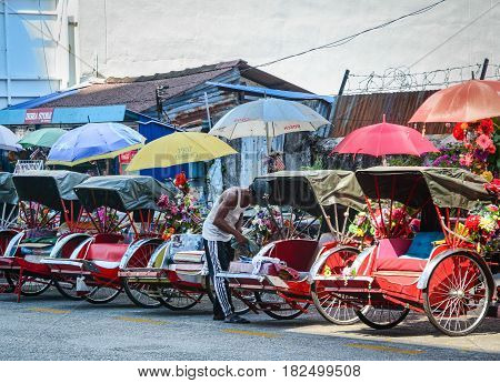 Rickshaw On Streets In Penang, Malaysia