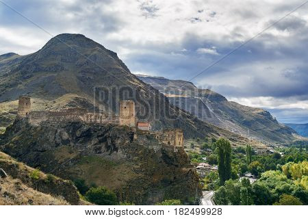 View On Khertvisi Fortress On Mountain. Georgia