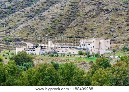 School Look Like Fortress In Khertvisi. Georgia