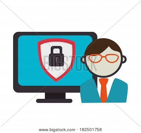 avatar shield security technology icon grpahic isolated vector illustration eps 10