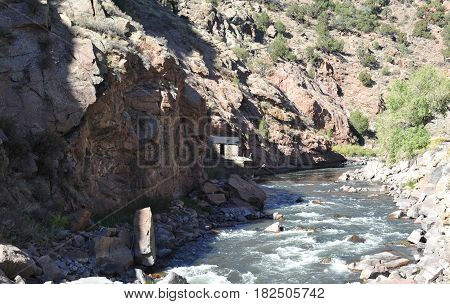 White water river flowing through Colorado's Royal Gorge
