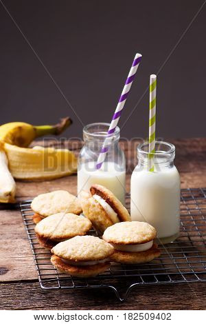 Banana Whoopie Pies. style rustic .selective focus