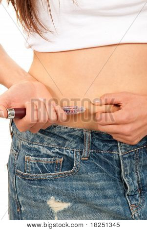 Fabricación de mujer dependiente diabetes insulina humana Shot