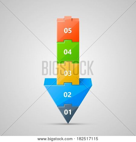 Arrow puzzle nunbers sign art. Vector illustration