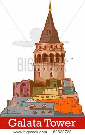 Istanbul galata tower icon and shape vector illustration