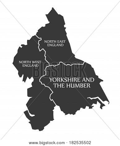 North East And North West England - Yorkshire And The Humber Map Uk Illustration