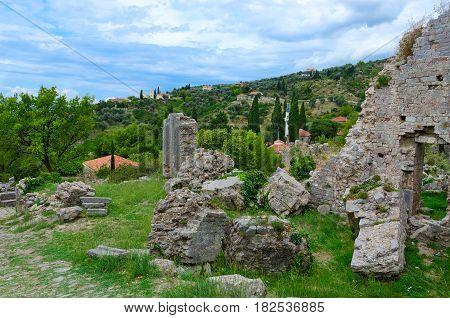 Beautiful view of ruins of ancient fortress in Old Bar Montenegro