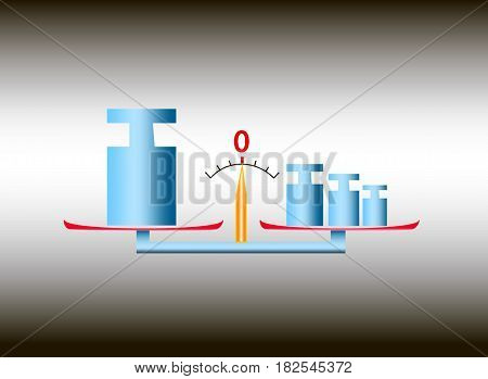 Logo flat icon of weighting machine with Weights on gray gradient background..