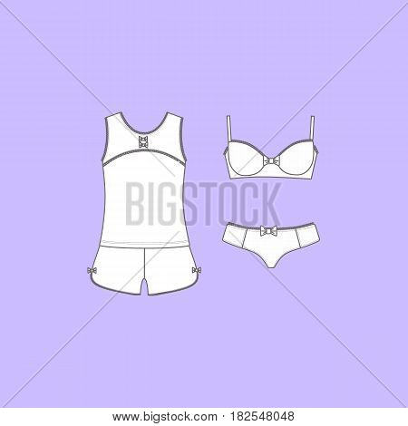 Set of lingerie, panties and bra, pajamas, home clothes.