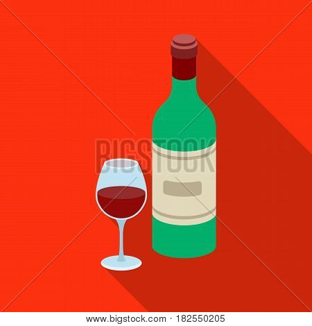Spanish wine bottle with glass icon in flate design isolated on white background. Spain country symbol stock vector illustration.