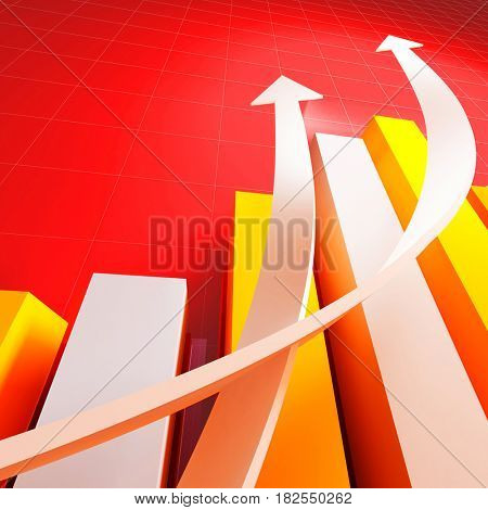arrows and graphic chart business growing concept 3d rendering image