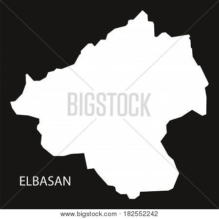 Elbasan Albania Map Black Inverted Silhouette Illustration