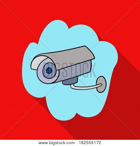 Security camera icon in flate design isolated on white background. Supermarket symbol stock vector illustration.