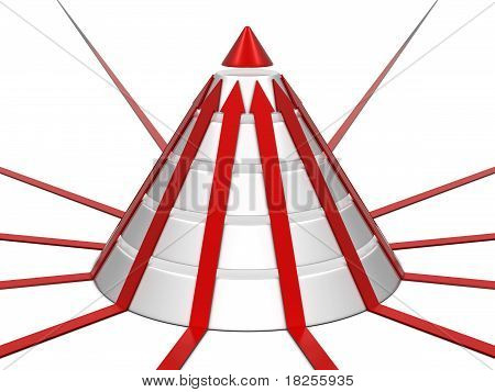 Cone chart with red arrows