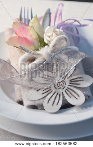 Festive table decoration for a holiday dinner