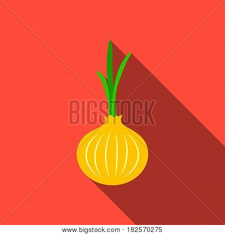 Onion icon flate. Singe vegetables icon from the eco food flate.