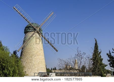Montefiore windmill, Jerusalem. It is a famous museum and public domain place in Israel