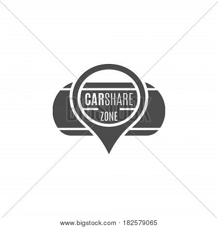 Car share logo design. Car Sharing concept. Collective usage of cars via web application. Carsharing icon, car rental element and road symbol. Use for webdesign or print. Monochrome design.