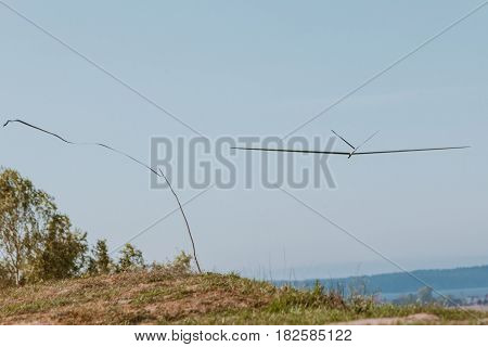 Rc Soaring Plane On Blue Sky