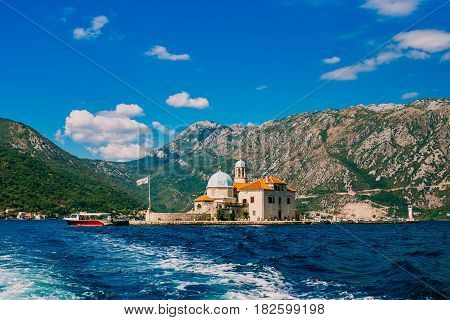The island of Gospa od Skrpela in the Boko-Kotorsky Gulf near the town of Perast in Montenegro.